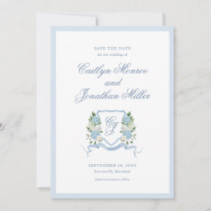 Carte de sauvegarde de mariage floral aquarelle bl
