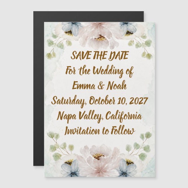 Carte de sauvegarde de mariage floral | Carte pers (Devant / Derrière)