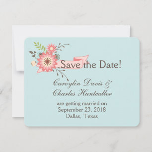 Carte de sauvegarde de mariage florale bleue et co