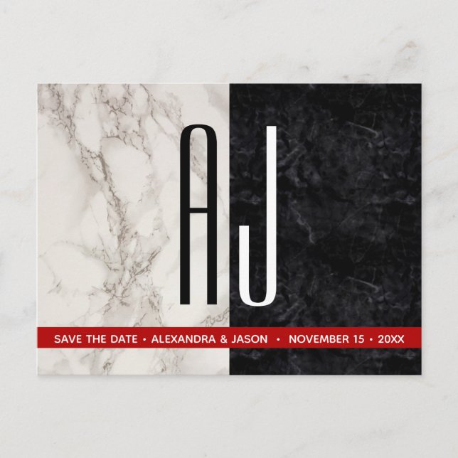 Carte de sauvegarde de mariage noir et blanc (Devant)