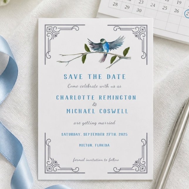 Carte de sauvegarde de mariage Oiseau Bleu de Bonh (Créateur téléchargé)