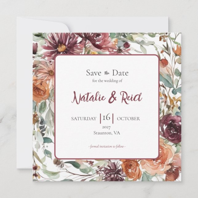 Carte de sauvegarde de mariage Pétales de Prune (Devant)
