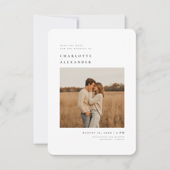 Carte de sauvegarde de mariage photo boho moderne (Devant)