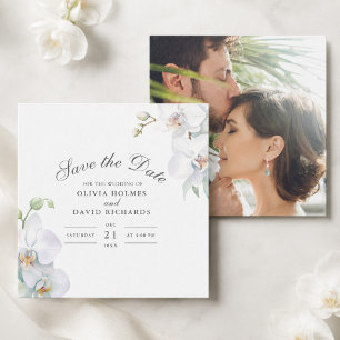 Carte de sauvegarde de mariage photo d'orchidée bl