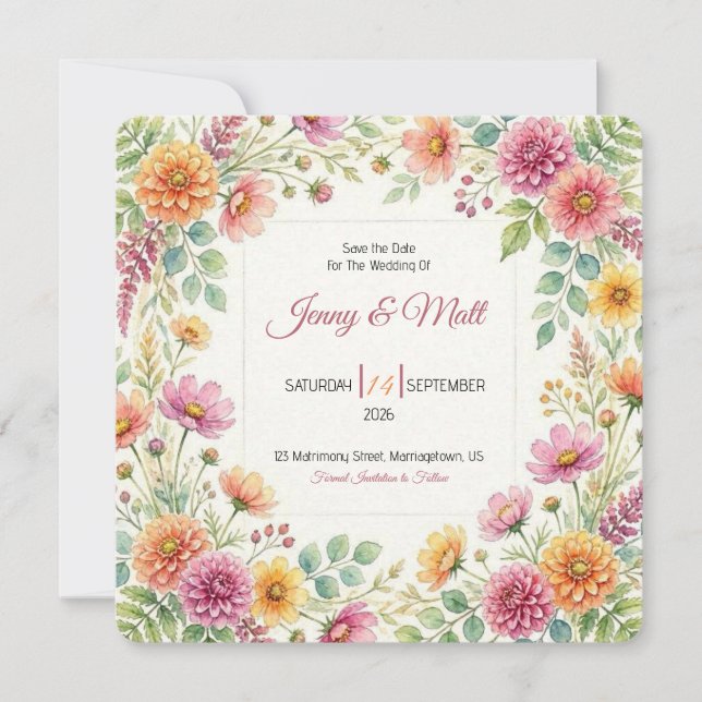 Carte de sauvegarde de mariage Prairie de Fleurs S (Devant)