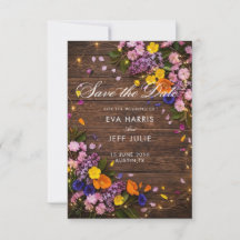 CARTE DE SAUVEGARDE DE MARIAGE RUSTIQUE BOHO BOIS