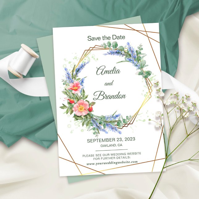 Carte de sauvegarde de mariage rustique lavande (Créateur téléchargé)