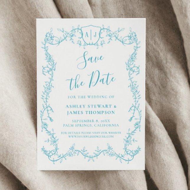 Carte de sauvegarde de mariage turquoise Rose ramp (Créateur téléchargé)