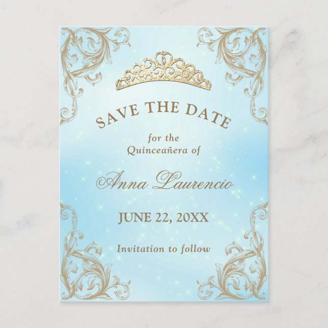 Carte de sauvegarde de Quinceanera à lumière bleue (Devant)