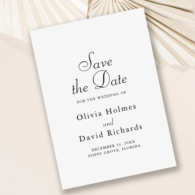 Carte de sauvegarde minimaliste élégante (Elegant Minimalist Save the Date Card on dusty rose background.)