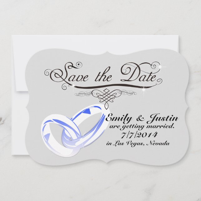 CARTE DE SAVE THE DATE ANNEAU DE MARIAGE CRISTAL (Devant)