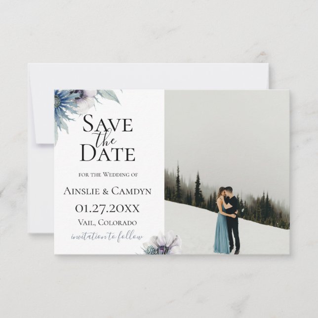 Carte de Save the Date avec photo de l'anémone de  (Devant)