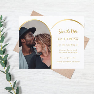 Carte de Save the Date de mariage à arche photo en