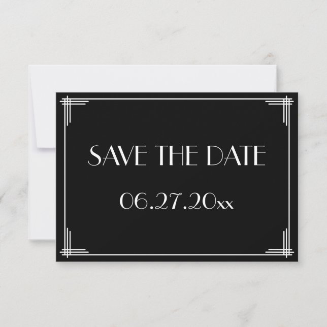 Carte de Save the Date de mariage Art Déco Gatsby  (Devant)