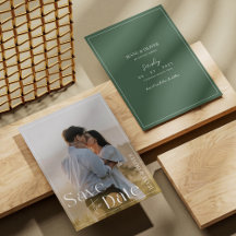 Carte de Save The Date de mariage avec photo en ve