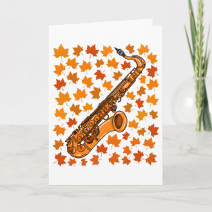 Carte de saxophoniste d'automne de saxophone