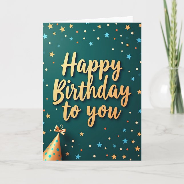 Carte de scénario d'anniversaire doré (Devant)