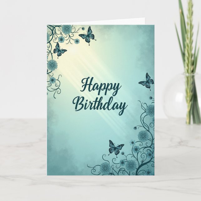 Carte de scène botanique d'anniversaire (Devant)