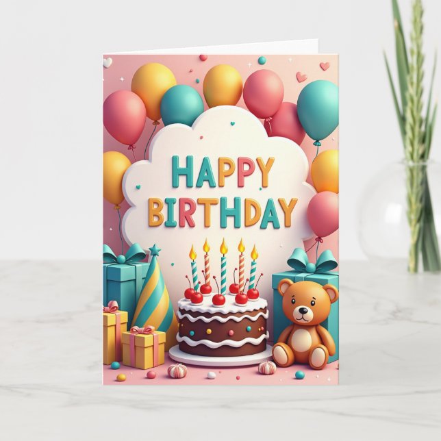 Carte de scène d'anniversaire avec ballons (Devant)
