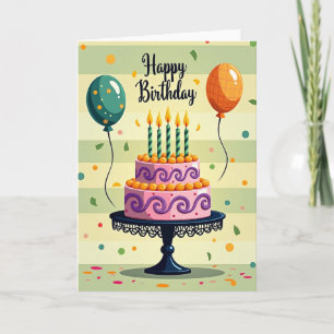 Carte de scène d'anniversaire avec gâteau rose