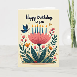 Carte de scène d'anniversaire Bougie Azur