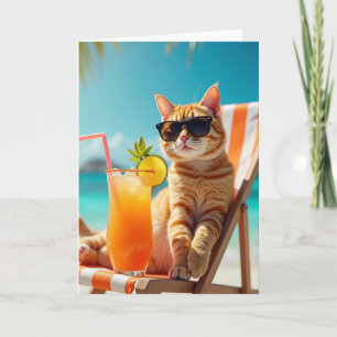 Carte de scène d'anniversaire de chat cool