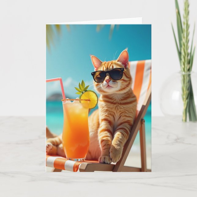 Carte de scène d'anniversaire de chat cool (Devant)