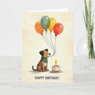 Carte de scène d'anniversaire de chien doux