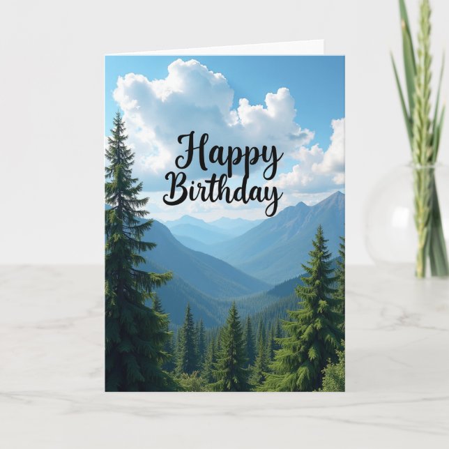 Carte de scène d'anniversaire en montagne (Devant)