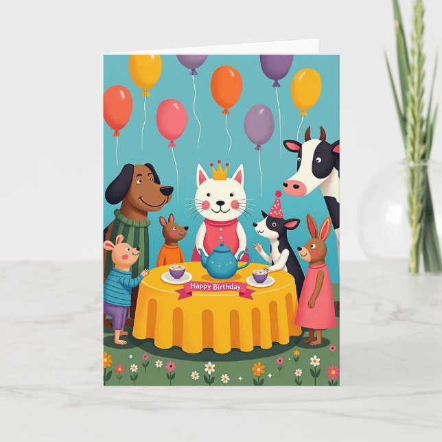Carte de scène d'anniversaire fantaisiste (Devant)