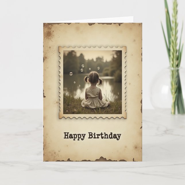 Carte de scène d'anniversaire pensive (Devant)