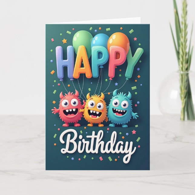 Carte de scène d'anniversaire sarcelle (Devant)