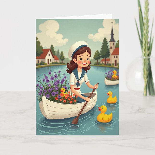 Carte de scène d'aventure en barque (Devant)