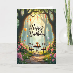 Carte de scène de jardin d'anniversaire