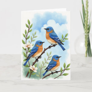Carte de scène de la fête des mères des oiseaux bl