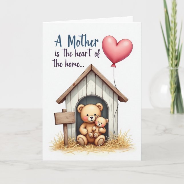 Carte de scène de la fête des mères Heart Home (Devant)