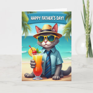 Carte de scène de la fête des pères avec un chat c