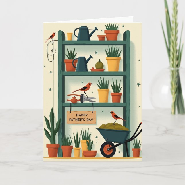 Carte de scène de la fête des pères dans le jardin (Devant)
