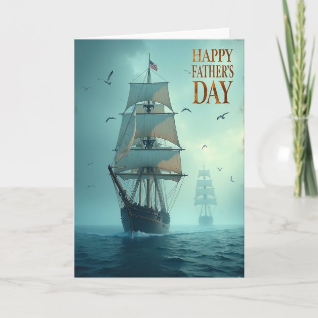 Carte de scène de la fête des pères en bateau (Devant)