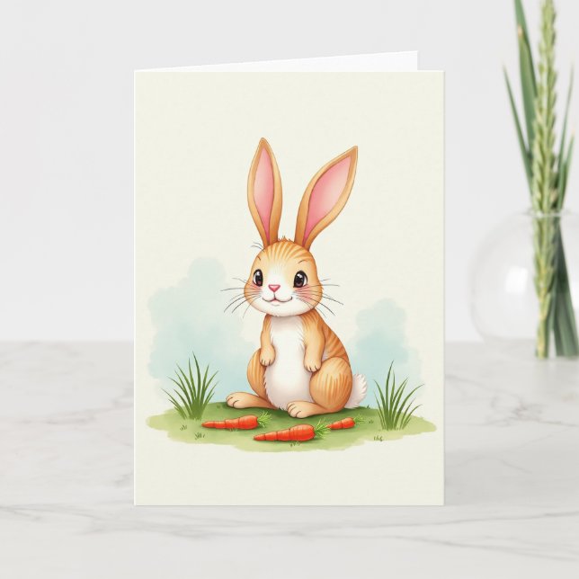 Carte de scène de lapin amical (Devant)