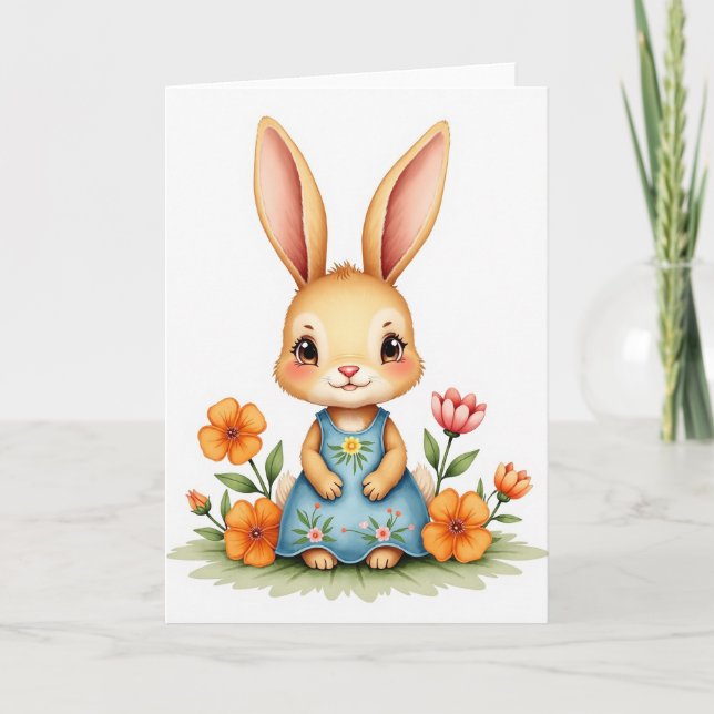 Carte de scène de lapin au printemps (Devant)