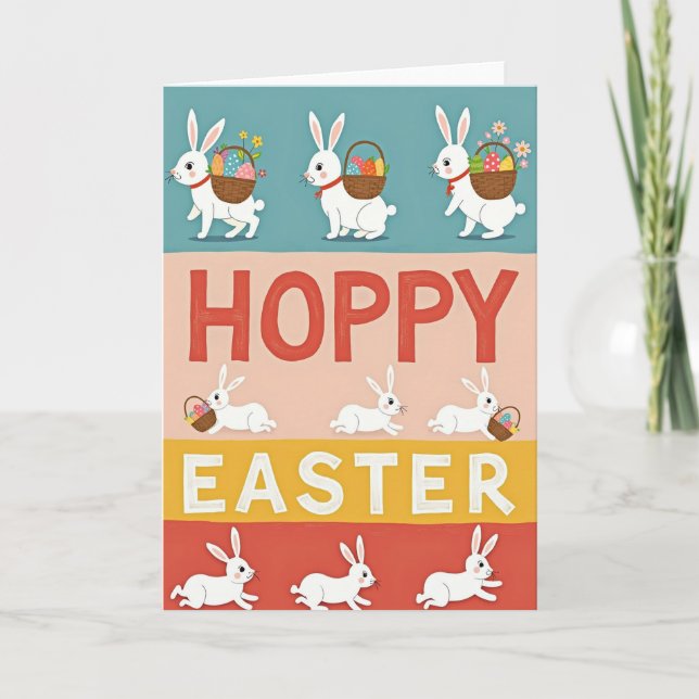 Carte de scène de lapin de Pâques joyeuse (Devant)