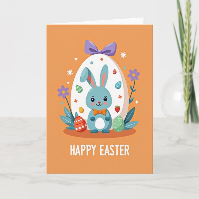 Carte de scène de lapin de Pâques joyeux (Devant)