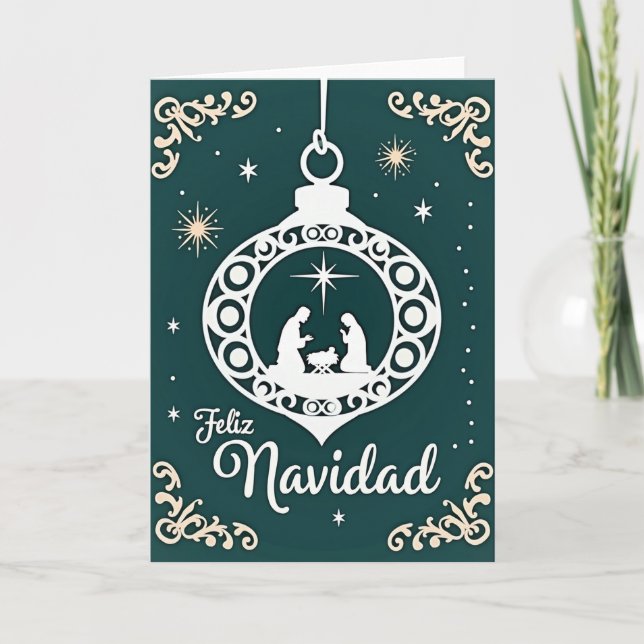 Carte de scène de Nativité Feliz Navidad (Devant)