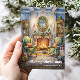 Carte de scène de Noël nostalgique, joie des fêtes