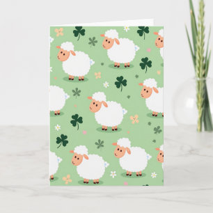 Carte de scène de prairie avec des moutons mignons