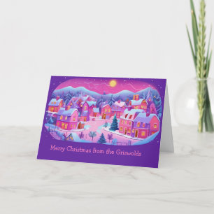 Carte de scène de village de Noël avec message per