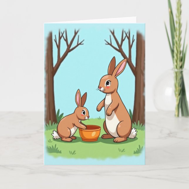 Carte de scène familiale de lagomorphe (Devant)