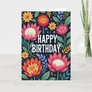 Carte de scène florale d'anniversaire