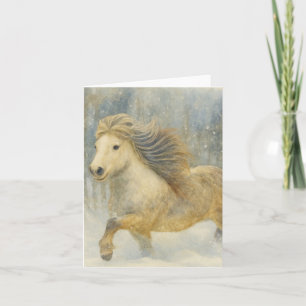 Carte de scène hivernale avec cheval islandais